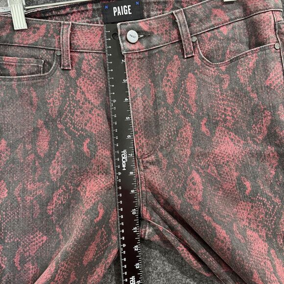 Paige Jeans Women's 31 Red Black Snakeskin Print Hoxton Ultra Skinny Pants USA - Picture 5 of 9